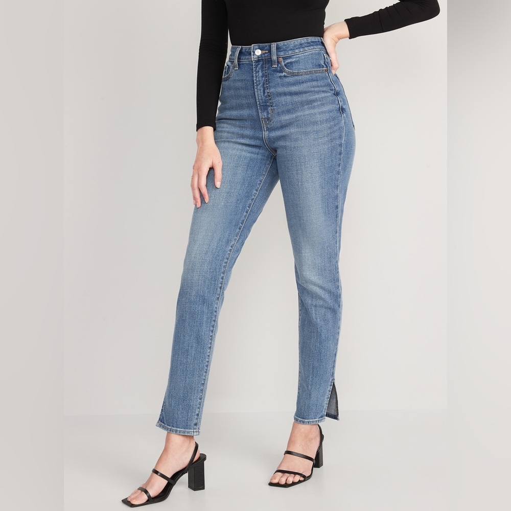 Old Navy Higher High-Waisted O.G. Straight Side-Slit Ankle Jeans Size 18 Petite